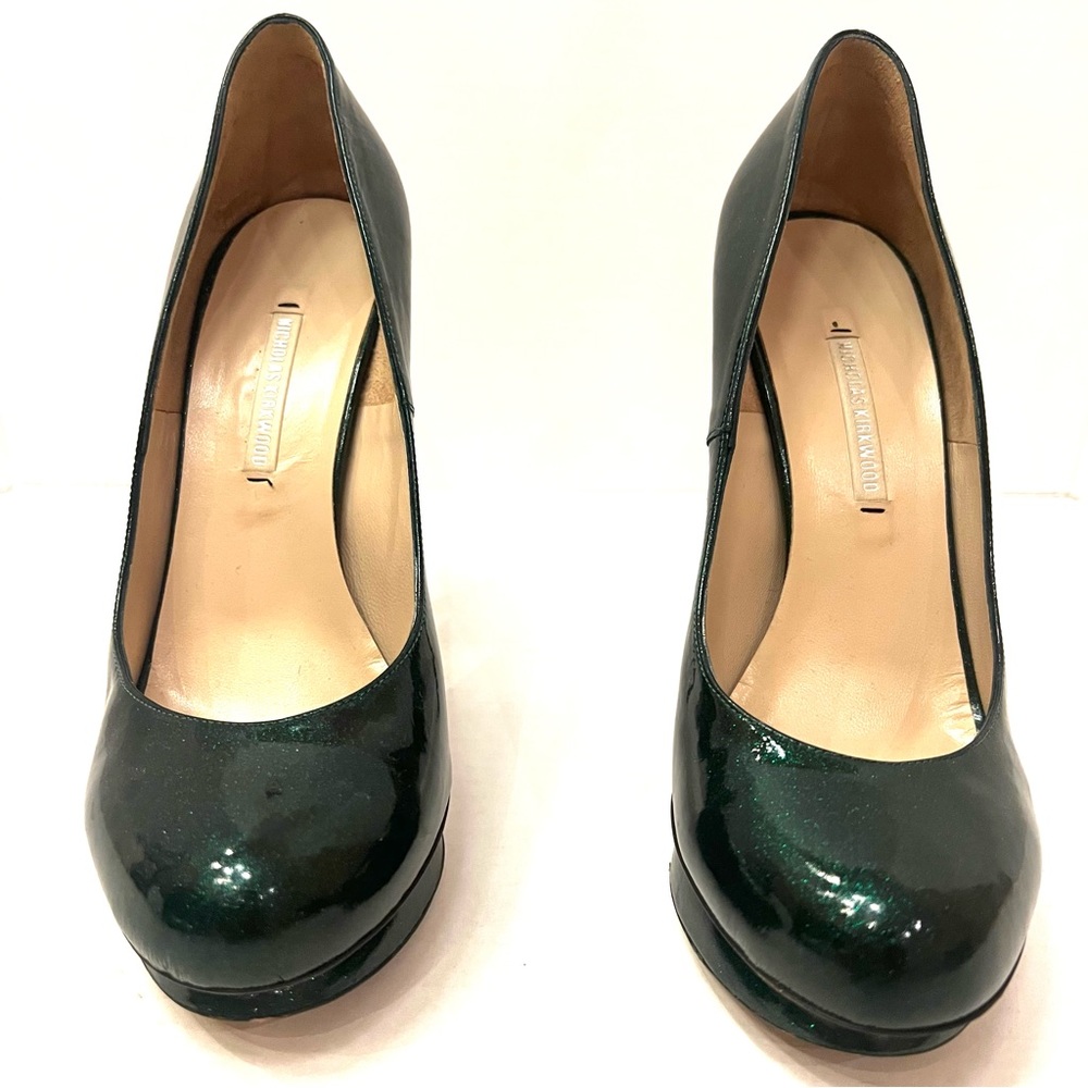 Nicholas Kirkwood Green Sparkle High Heels B13/9 - Picture 6 of 14